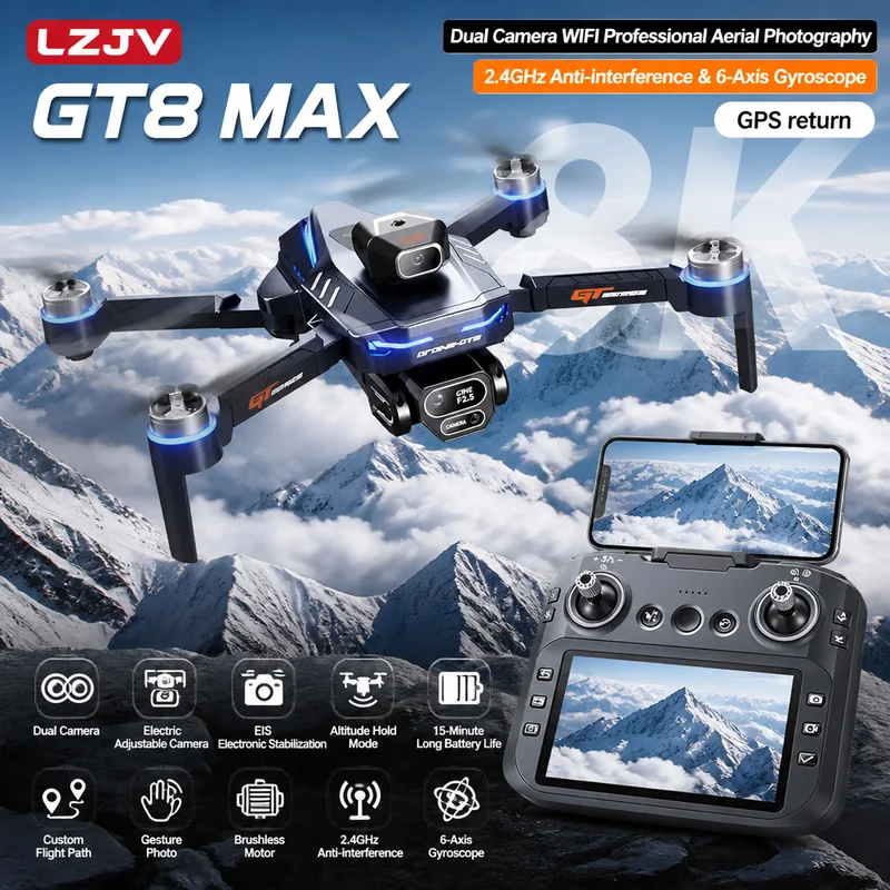 Drone Camera Lens - GT8 Max Foldable Drone 8K HD