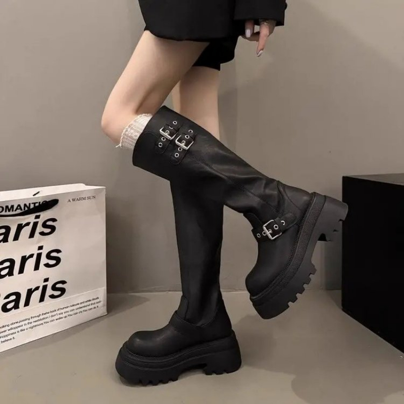 Women Chunky Platform Knee Hig - Drone Camera Stabilized 评论和价格